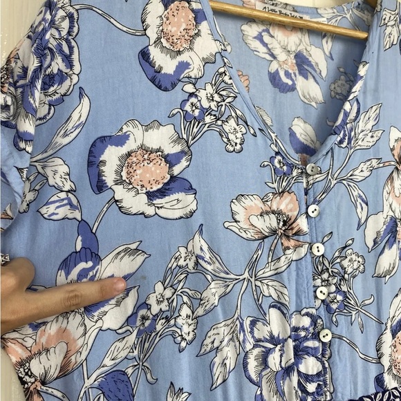 A Little Birdie Told Me Maxi Dress Blue Floral Long Boho Tassel Bells Size M 12 - Picture 8 of 10